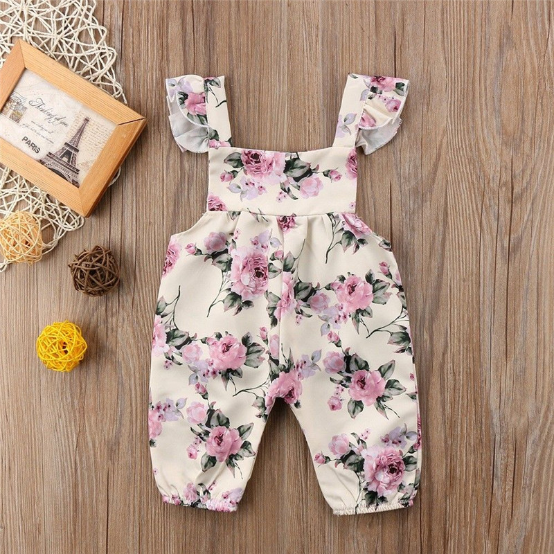 

Baby Girls Flower Strap Ruffles Romper Toddler Jumpsuit Newborn Playsuit Children Outfit Clothes, Default color