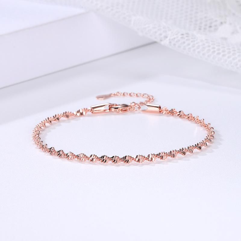 

Link, Chain Bracelet For Women Smooth Exquisite Trendy Spiral Wave Twisted Grain Rose Gold Silver Color Fashion Jewelry Gift KBH064