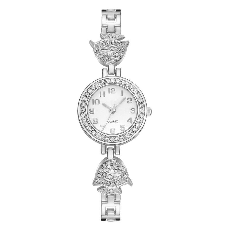 

Wristwatches Doreen Box Simple Cute Tropical Fish Bracelet Round Watch For Elegant Women Rhinestone Hook Buckle Trendy Dress Quartz