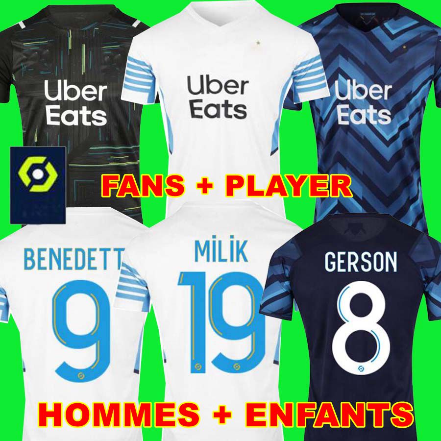 

21 22 Marseille soccer jerseys Olympique De 2021 2022 OM MILIK maillot foot MANDANDA BENEDETTO KAMARA PAYET football shirts men + kids kit LUIS HENRIQUE ALVARO, Adult fans player final version