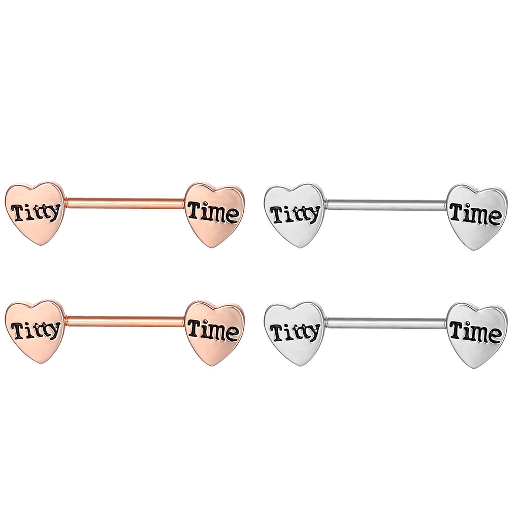 

D1003 Heart Nipple Ring Copper Titty Time 14GA 16mm Length