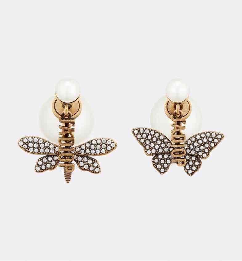 Earrings Charm Stud2021 Dijia Little Bee Female Pearl Butterfly d Letter Net Red-image-742354044