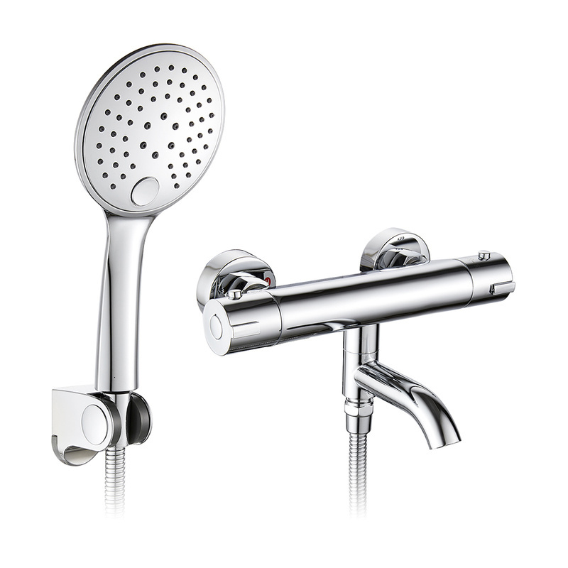 

2021 New Thermostatic Hot Shower Tap Fixed to Wall of the Adjustable Bathroom Mixer Chrome Bath System Joint Taps Ktzz