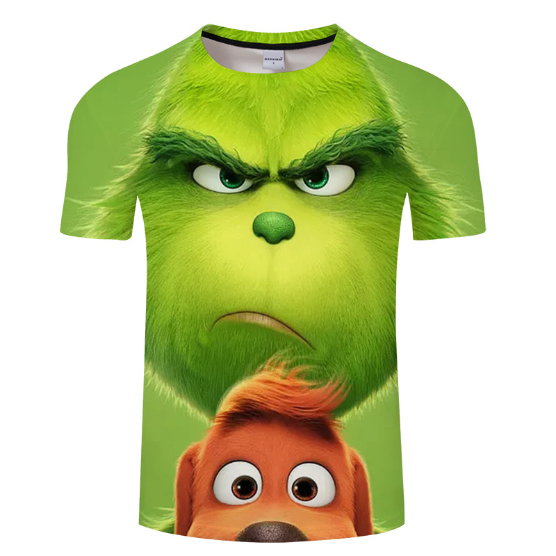 

3D Printe Animation Movie Green Hair Monster Greenwich Men T-shirt The Grinch Fashion anime tshirt quality harajuku Short Sleeve Ypf576, Mix order tell me