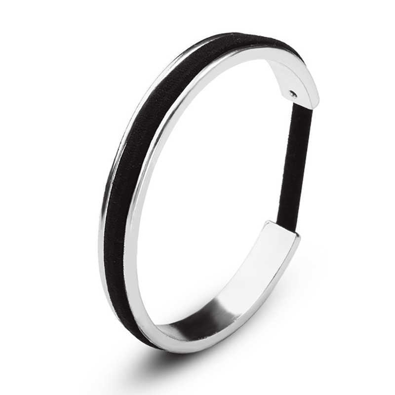 

Black Hair Tie Bracelets Rose Gold Color Silver Color Open Cuff Bangles for Women Men Jewelry Hand Accessories Adjustable Q0719