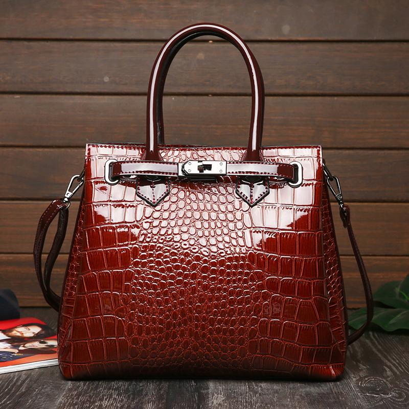 

2021 New women Style The glossy The crocodile grain for Leather Fashion Hand Bags Single Bag Inclined Shoulder Bag high