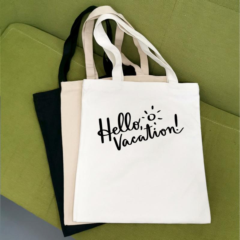 

Shopping Bags INS Universe Summer Women Harajuku Letter Cartoon Print Ulzzang Canvas Vintage Casual Shoulder Hello Vacation Bag Sun, Ramdom color