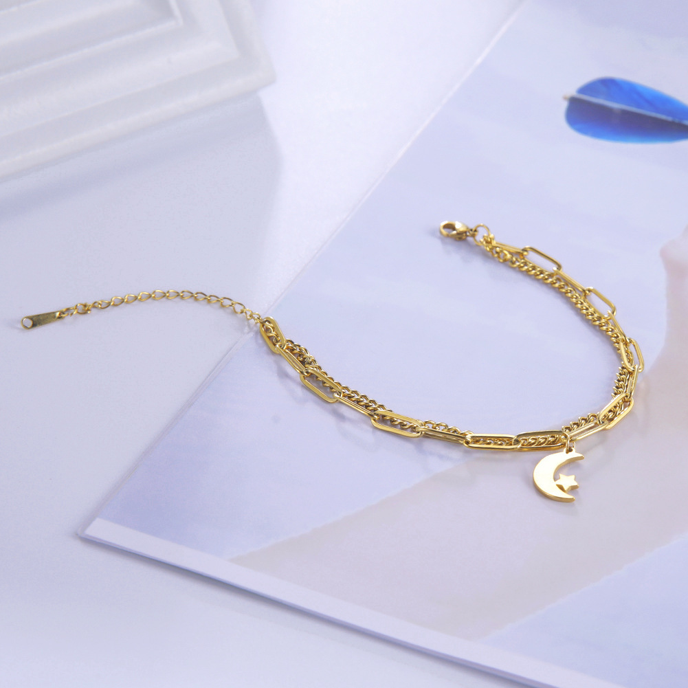 

Net red style star moon gold multilayer business women's Bracelet