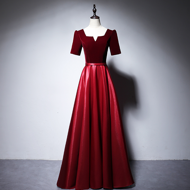 

Fashion Full Length Velvet Evening Party Dress Female Cheongsam Stage Show Elegant Celebrity Women Red Banquet Dresses De Jx33