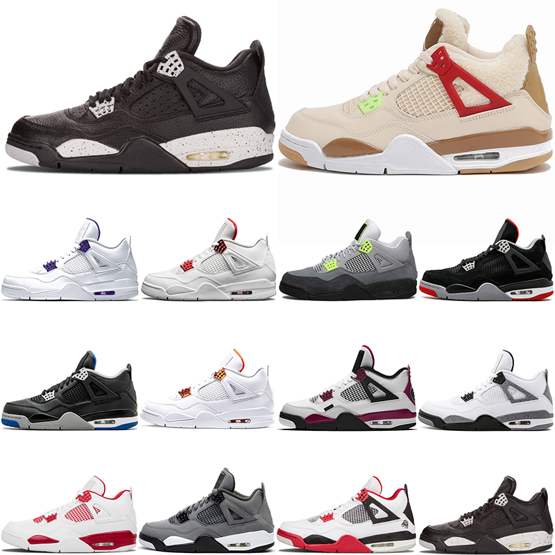 

2021 classic basketball shoes 4 4s Black Cat Pure Money Pine Green oreo Fire Red Cool Grey White Cement orange metallic bred Neon trainers sneakers men