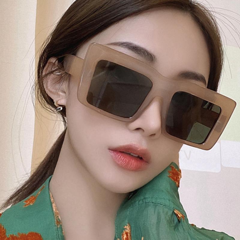 

Sunglasses Women 2021 Luxury Designer Large Frame Square Glasses Woman White Vintage Girl UV400 Gafas De Sol