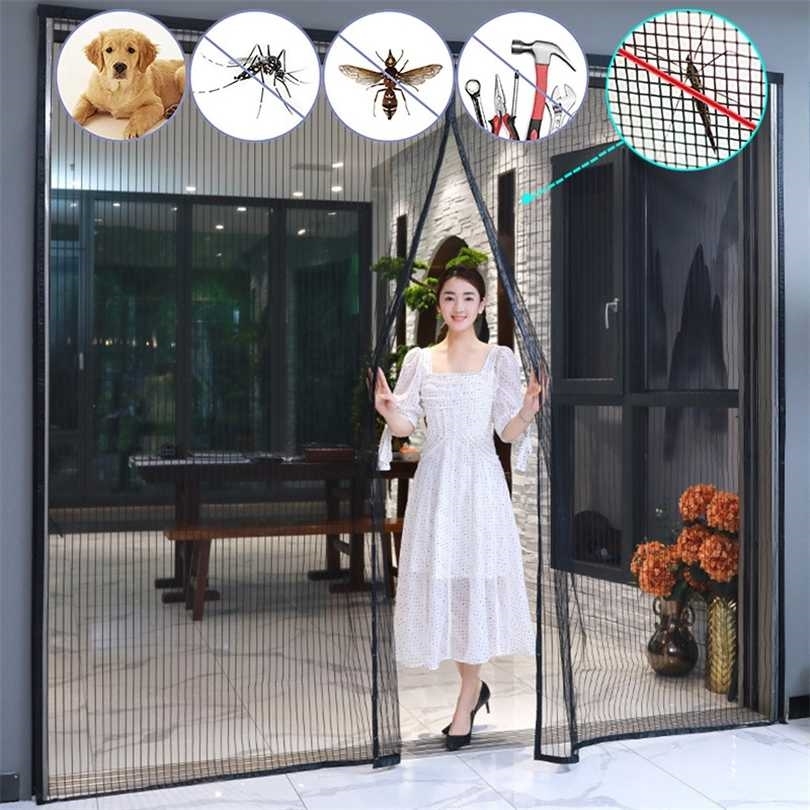 

Summer Magnetic Sheer Curtains Screen Mesh On The Door Mosquito Net Anti Fly Insect Automatic Closing Large Size 211102, Black