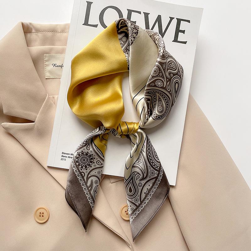 

Scarves 70*70cm Square Silk Women Foulard Head Scarf Ladies Shawl Wrap Muffler Pareo Bandanna Female Chiffon Hijab Poncho Beach