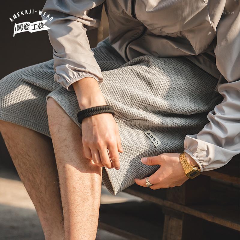 

Men' Shorts Madden Cargo American Retro Loose Draping Sense Waffle Fry The Street Profile Micro Casual Pants Male Trend, Blue