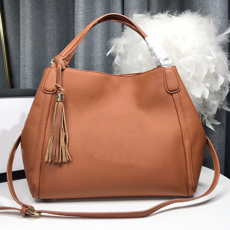 

Large Capacity Package Shopping Bags Handbags Fashion Genuine Leather Letter Plain Removable Shoulder Strap High Quality Free Shipping, Red