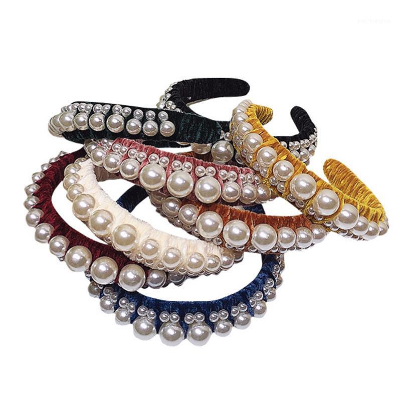 

Hair Clips & Barrettes Girls Velvet Retro Artificial Pearl Elastic Headband Head Fashion Princess Headdress Party Birthday Gifts, Golden;silver