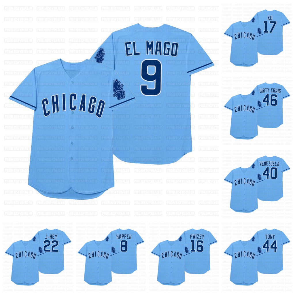 

Cubs Javier Báez El Mago 2021 Players Weekend Nickname Jersey Anthony Rizzo Tony Kris Bryant Willson Contreras Venezuela Craig Kimbrel Dirty Craig, Blue;black