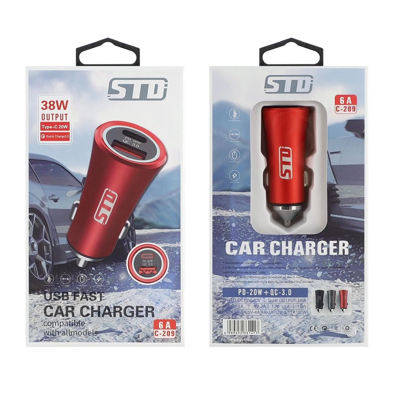 

USB Car Charger Quick Charge QC3.0 STD PD 20w Type C Fast Charging colorful adaptor with gift box package