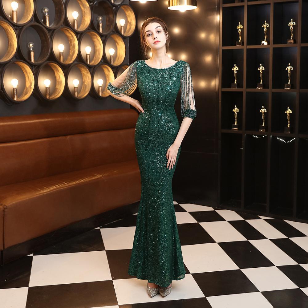 

2021 New Luxury Rhinestones Green/gold/black Mermaid Sequins Evening Long Prom Pageant Es Formal Gown Robe De Soiree O0sw, Burgundy