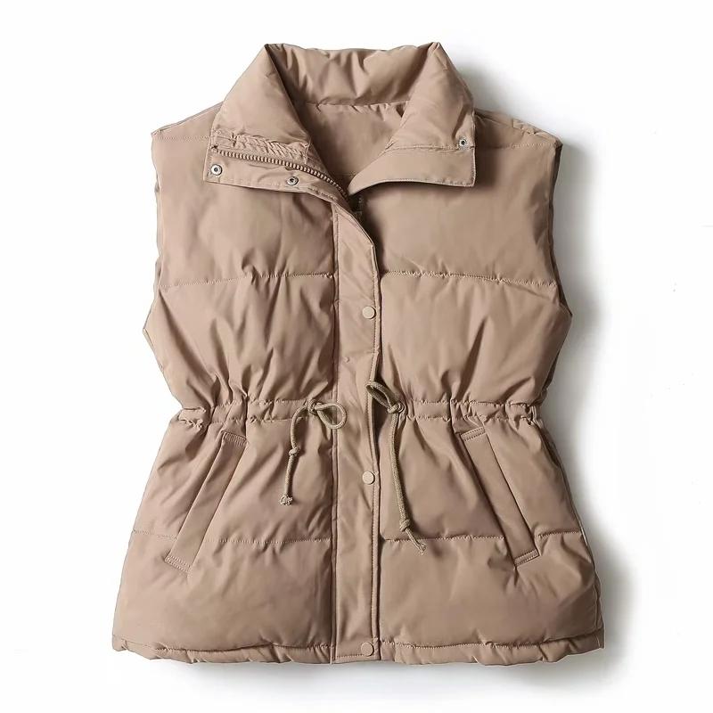 

Womens new Vest Sleeveless Jacket Down Cotton Winter Waistcoat Korean Lace Solid Plus Size Autumn Women Vest Coat Gilet Femme, Black;white