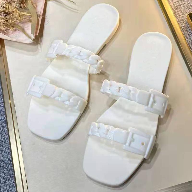 

Summer designer casual ladies sandals rubber jelly slippers flat-bottomed fashion comfortable beautiful office large size shoes, Nude