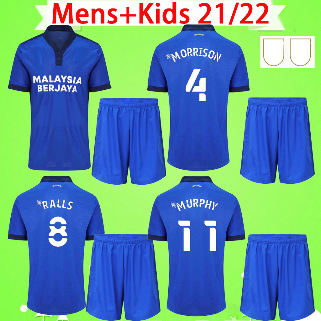 

Men + kids kit 2021 2022 Cardiff soccer jerseys boys sets city Moore 21 22 camisetas de fútbol Morrison Ralls Murphy Hoilett Leandro Marlon adults suit football shirt