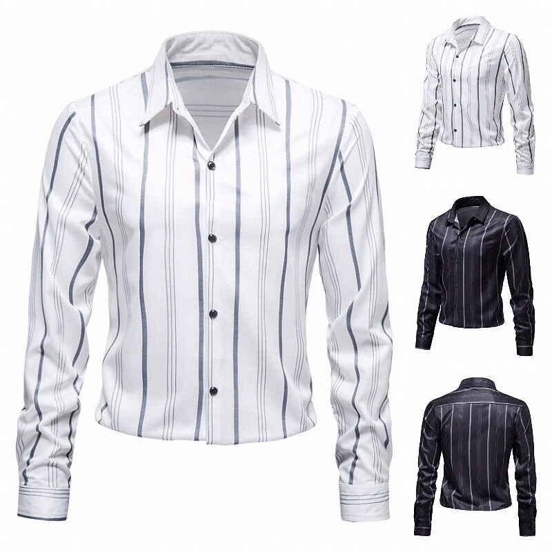 Chemise pour hommes Autres impressions Imprimés graphiques PLUS Taille Collier classique Décontracté Tops à manches longues Mode Blanc Noir 98Rg
