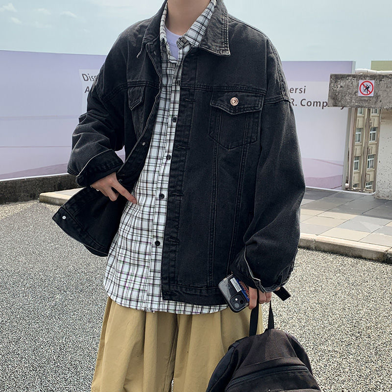 

2021 New Autumn Blue Black Men's Fashion Casual Retro Denim Jackets Mens Streetwear Hip-hop Bomber Jacket Men M-3xl Rlae