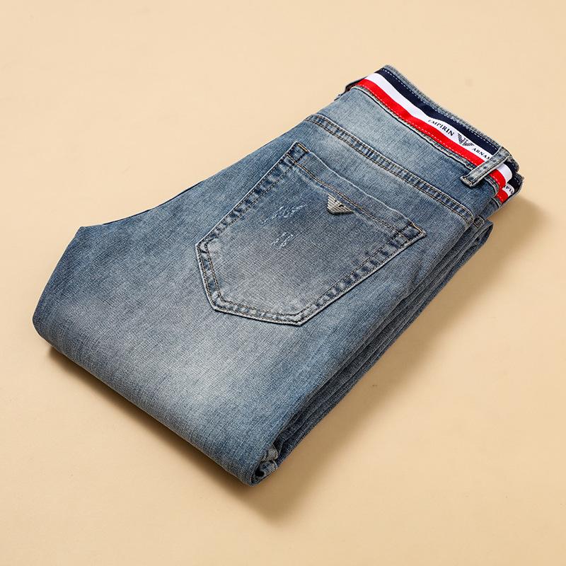 

Men's Jeans Spring Cotton Slim Elastic Ltaly Eagle Brand Casual Fashion Trousers Classic Style Denim Pants Male, Light blue
