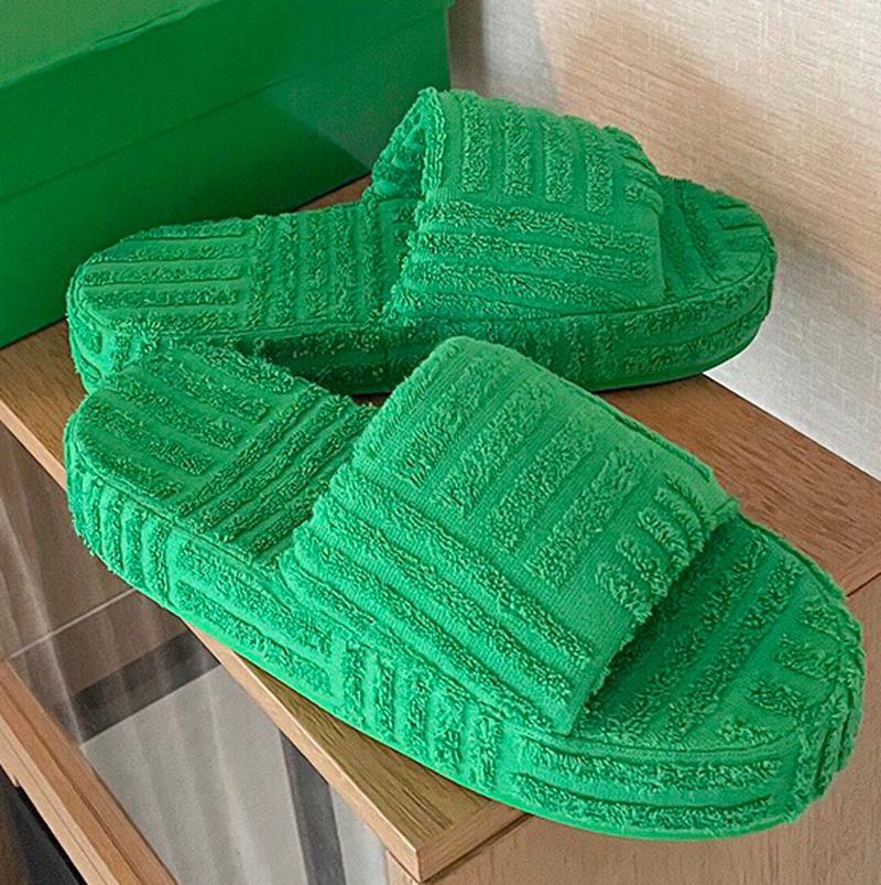 

Slippers women RESORT SPONGE wool Bottega Autumn Heavy towel towing chaussures de designer winter sandals shoes travel Tory slip indoor, Black;grey
