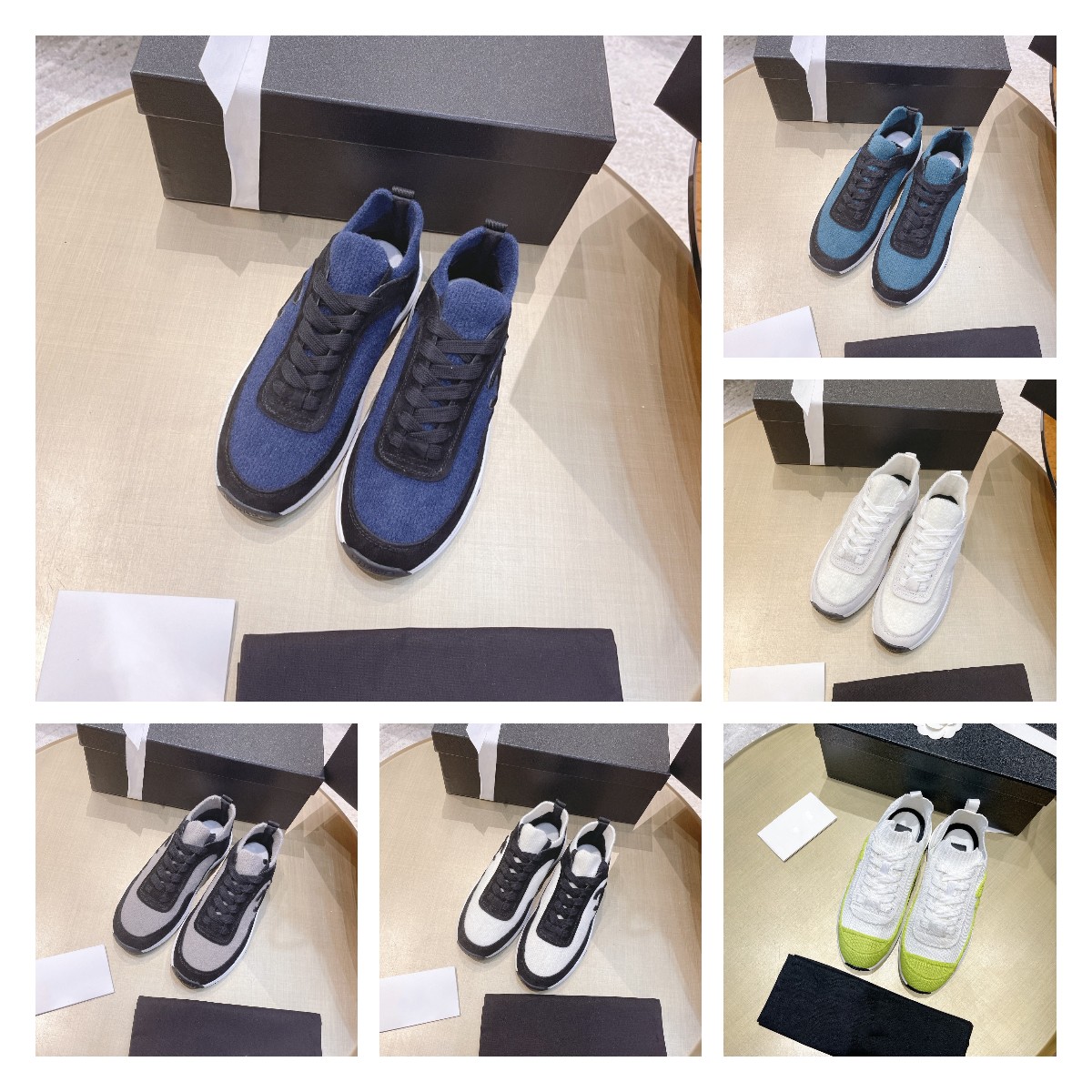 

2021 Spring and Autumn Luxury Designer Thick Bottom Casual Shoes Lace-up Classic Colorblock Sneakers Comfortable All-Matching Breathable Size 35-41, Photo color
