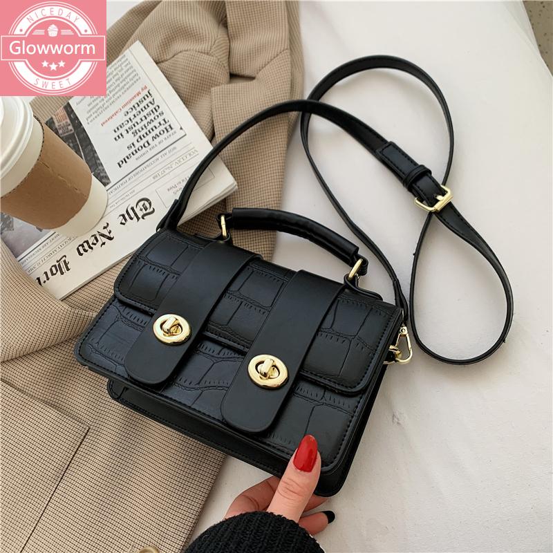 

Ladies mini small handbag fashion shoulder bag casual small square bag retro messenger stone grain messenger wallet, Black
