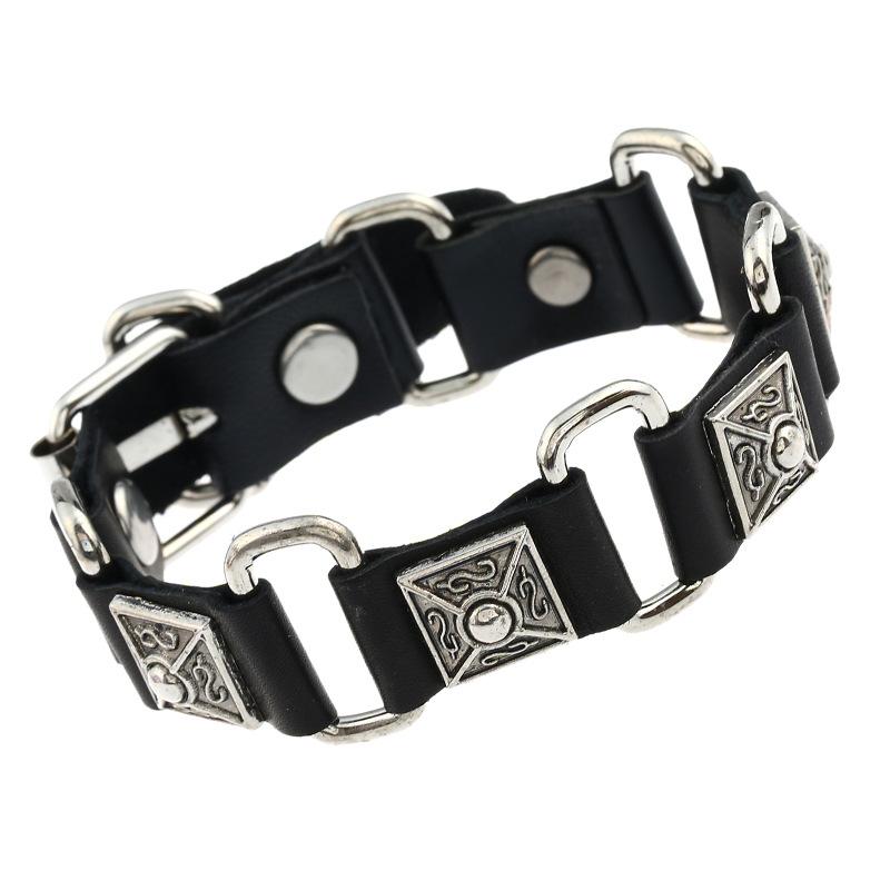 

Bangle Jessingshow 2021 Fashion Gothic Metal Accessories Leather Wristband Men Punk Style Jewelry