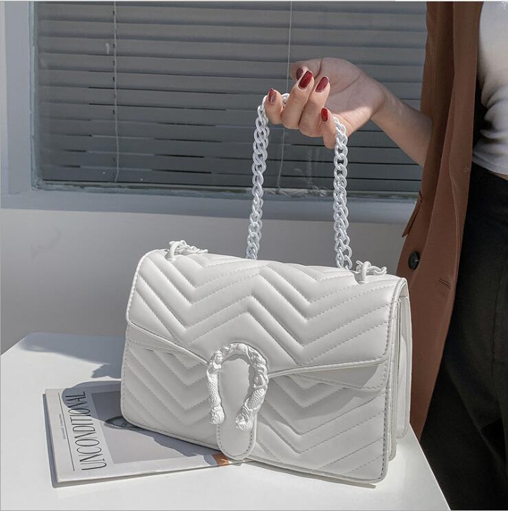 

Factory wholesale leather women chain bag summer candy-colored fashion shoulder bags street trend striped handbag small fresh Thread sweet handbags 10 colors