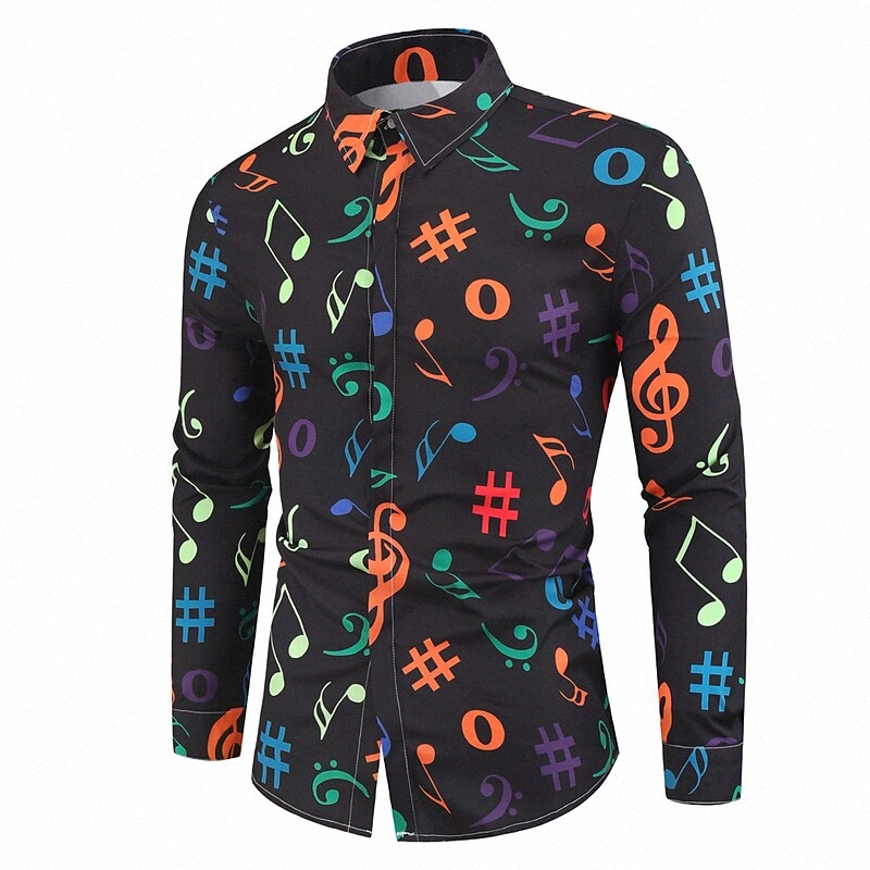 Men's Shirt Other Prints Geometry Button Down Collar Daily Print Long Sleeve Tops Vintage Black f3ab#