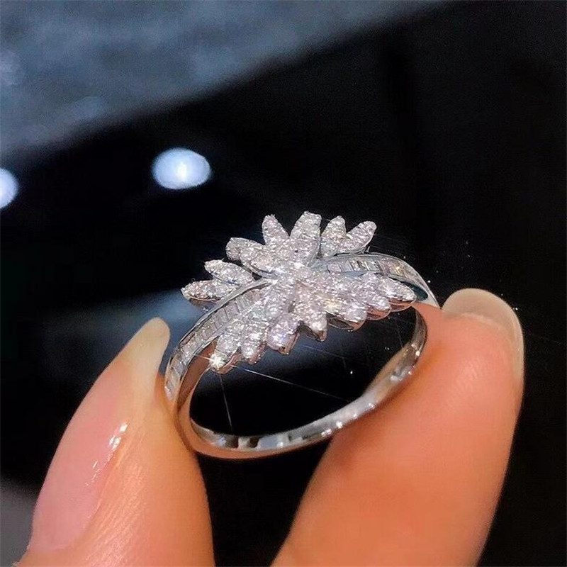 

Size 6-10 Brand Wedding Rings Unique Luxury Jewelry 925 Sterling Silver Princess Cut White Sapphire CZ Diamond Gemstones Party Square Women Engagement Band Ring