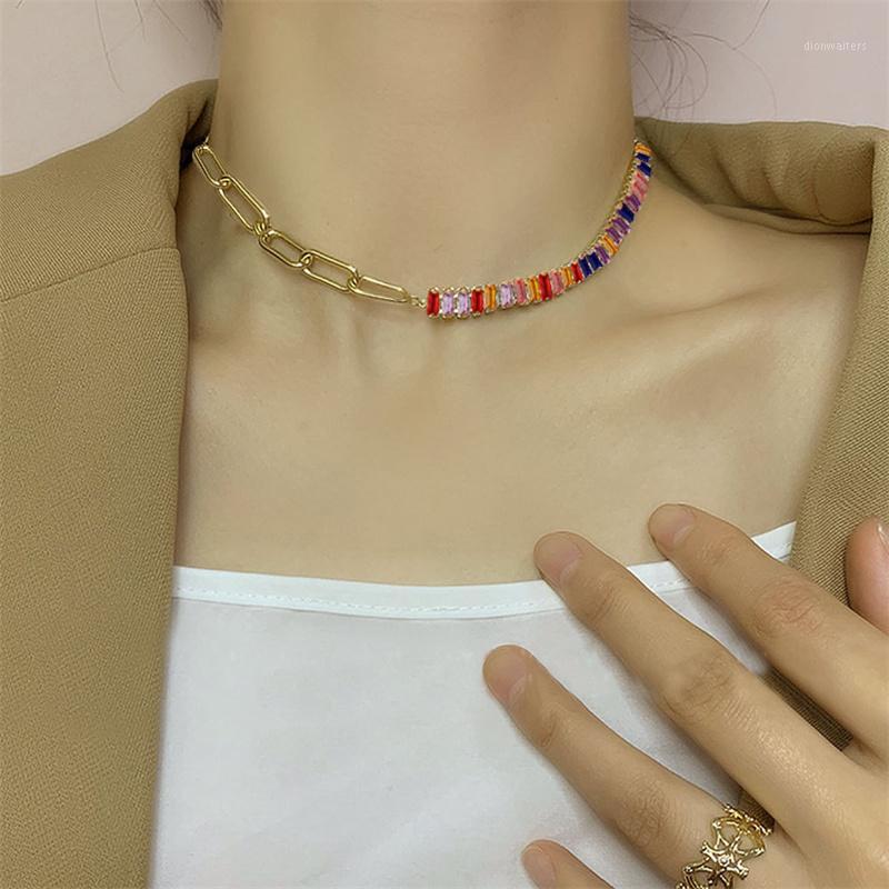 

Chains Fashion Splicing Rhinestone Alloy Necklace Woman Temperament Elegant Neck Chain Female Party Wedding Jewelry Gift For Girl