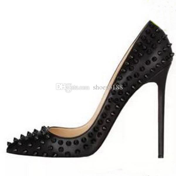 

Fashion Red Bottom Shoes New Arrival High Heels Dress/party Shoes Super Stiletto High Heel Rivets Pumps size EU 34 to 45 RdL, Black