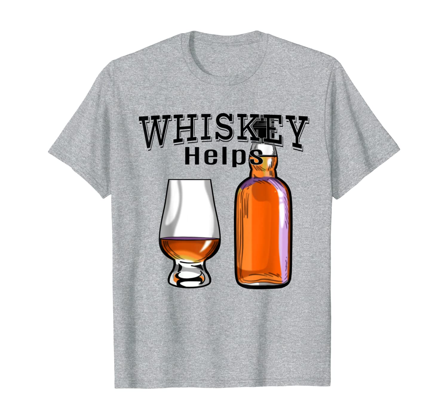 

whiskey helps funny alcohol drinking t-shirt, White;black