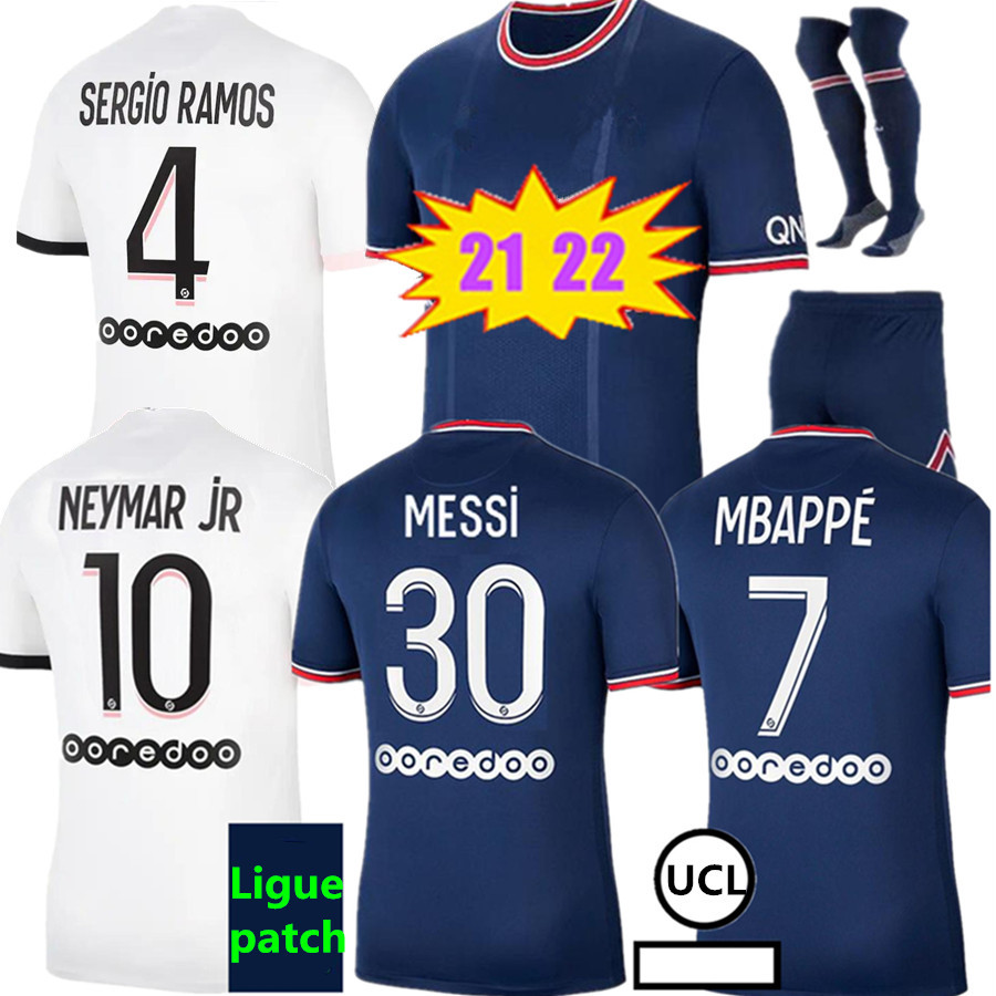 

MESSI 30 MBAPPE jerseys HAKIMI SERGIO RAMOS 21 22 WIJNALDUM soccer jersey Maillots football shirt 2021 2022 MARQUINHOS men + kids kit uniform enfants maillot de foot, Colour 2