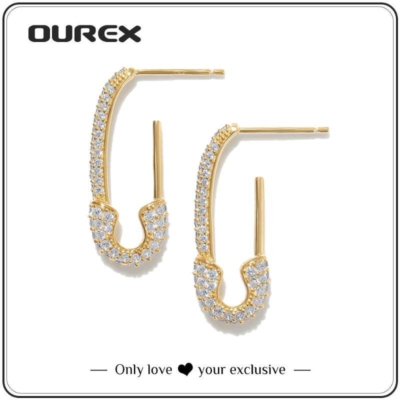 

Dangle & Chandelier OUREX 2021 Fashion Punk Style Gold Color Rhinestone Pin Drop Earrings Simple Design For Women Party Jewelry