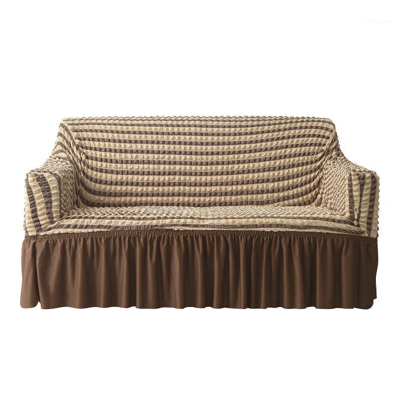

Chair Covers 1 Piece Seersucker Sofa Slipcover With Skirt Universal Stretch Couch Easy Fitted Anti-Slip Cover