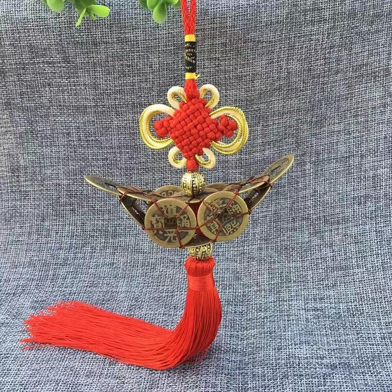 

Keychains Five Emperors Money Real Copper Town House Zhaocai Road Lu Tong Access Peace Car Pendant Home Furnishing