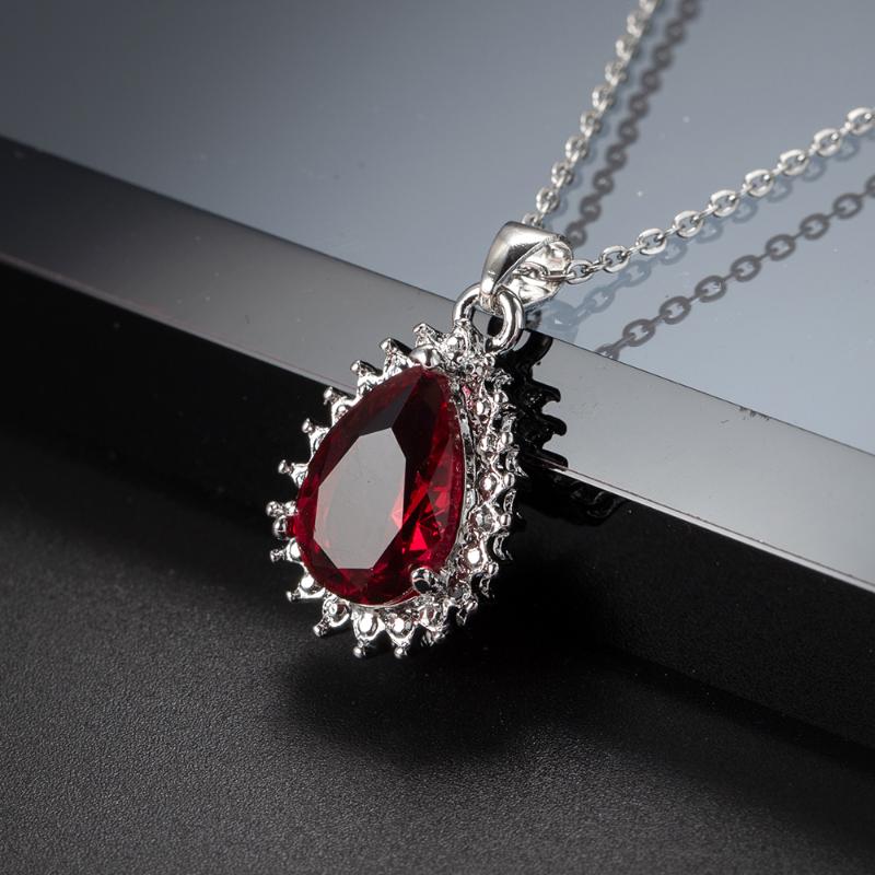 Pendant Necklaces Necklace For Women Blue Rectangle Ellipse Green Water Drop MulticolorZircon Jewelry Pendants Chain-image-706982838