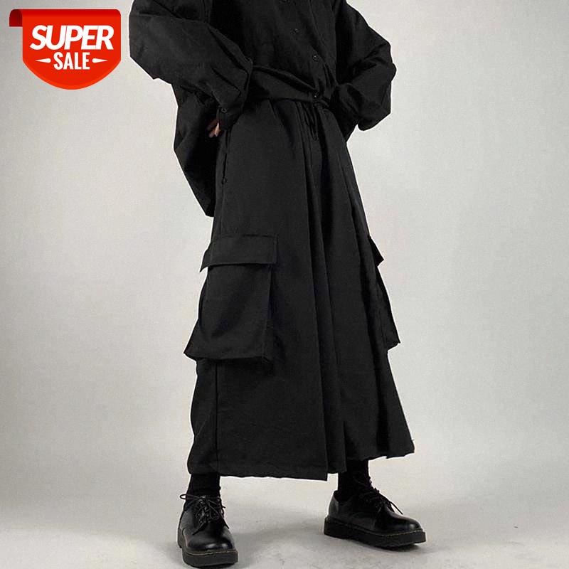 

female Loose Casual Wide Leg Pants Punk Gothic Hip Hop Ribbon Harem Trousers women Japan Style Streetwear Kimono Skirt Pant #7v2n, Black;white