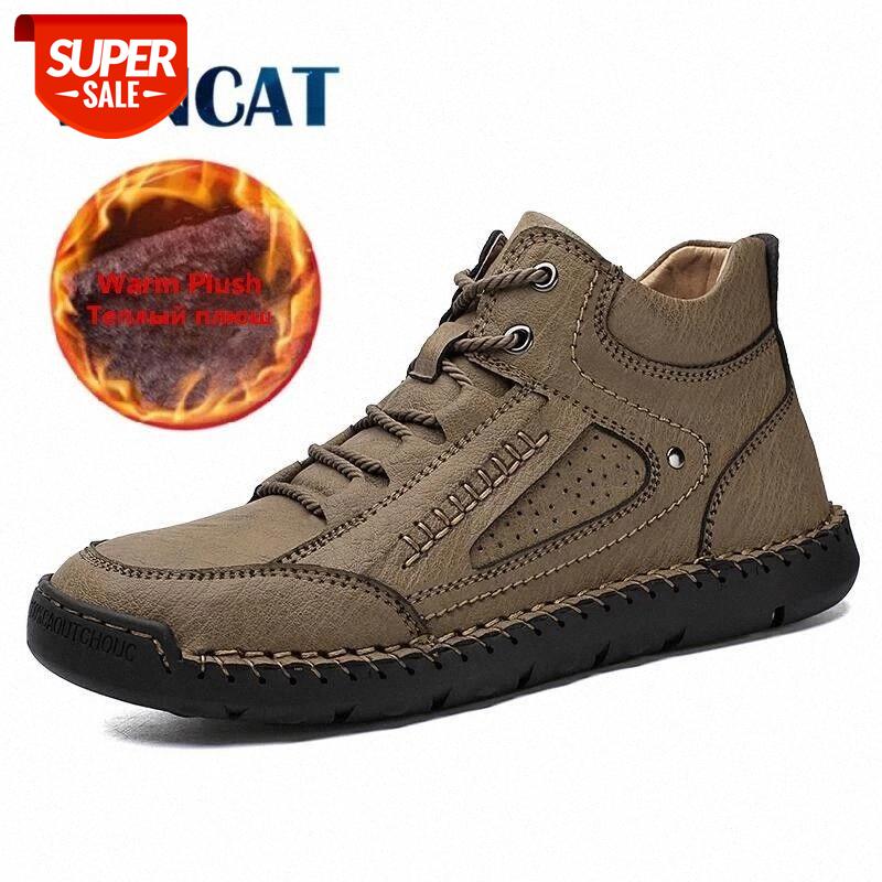 

Brand Men's Ankle Boots Fur Warm Men's Boots Outdoor Comfortable Snow Leather Motorcycle Men Sneakers #5L3j