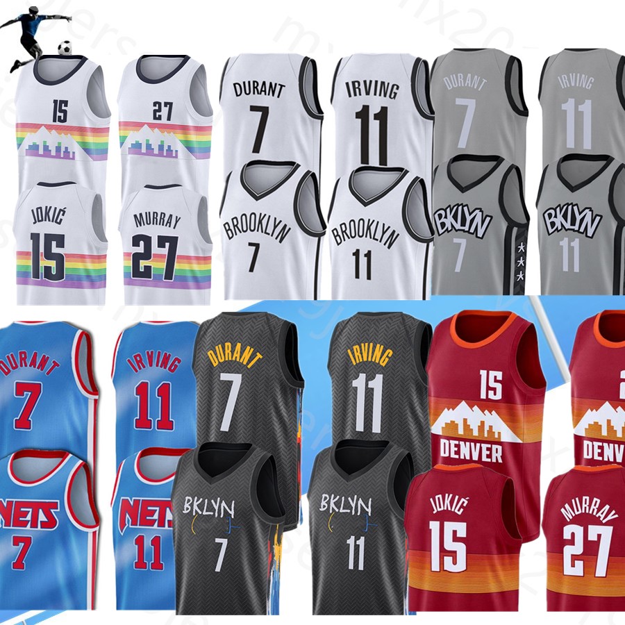 

Kevin 7 Durant Jamal 27 Murray Jerseys Denvers Nikola Jersey Jokic Kyrie Basketball Irving Black 72 Biggie Brooklyns Men Dikembe 55 Mutombo, Black;red
