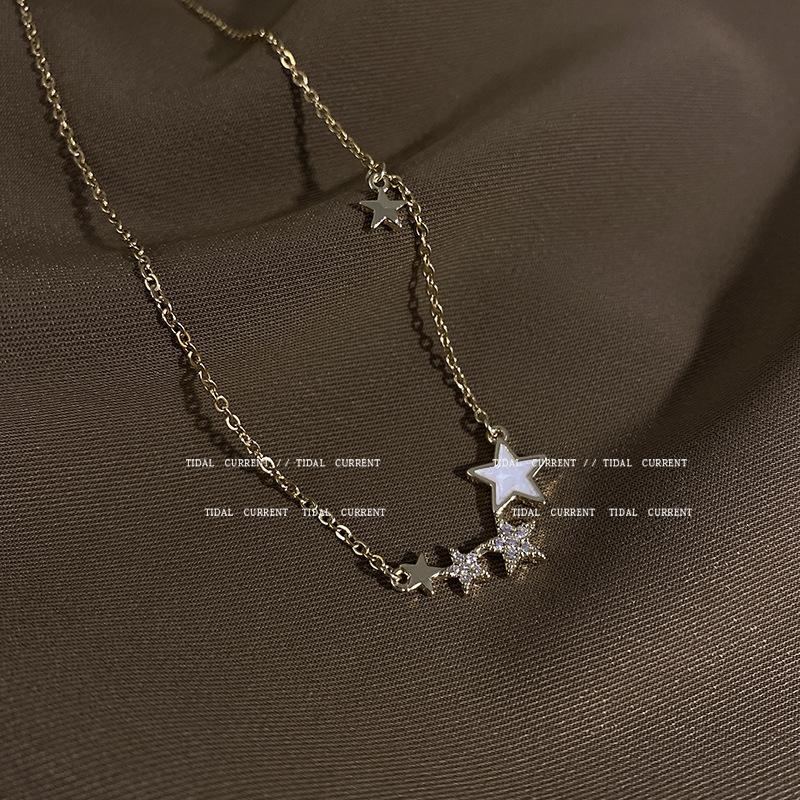 

Chokers Titanium Steel Clavicle Chain Choker Necklace Trendy Korean Fashion Temperament Zirconia Star Pendant Necklaces For Women