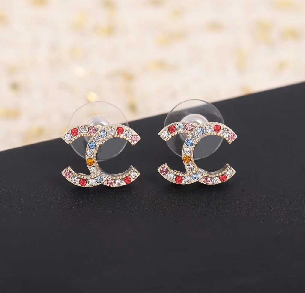 

2021 Top quality stud earring with colorful diamond for women wedding jewelry gift with box free shipping PS3522