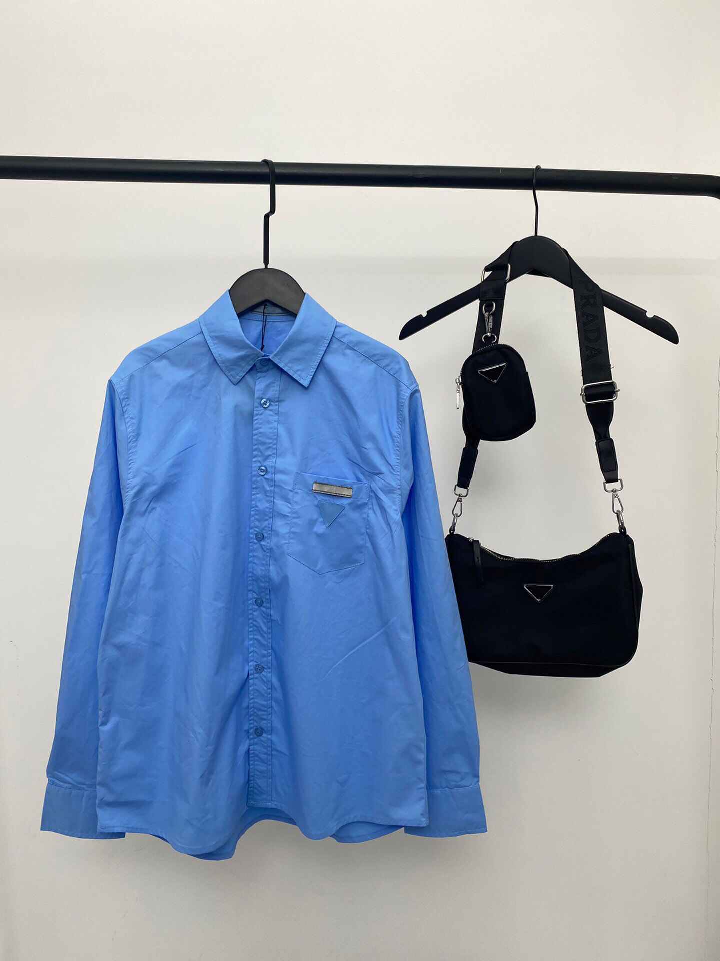 

20ss womens designer long sleeve shirts street sexy blouse poplin fine and comfortable couple all-match full-print shirts free shipping, Blue